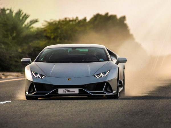 Lamborghini Huracan Evo Spyder Rome, Italy grey colour on the road!