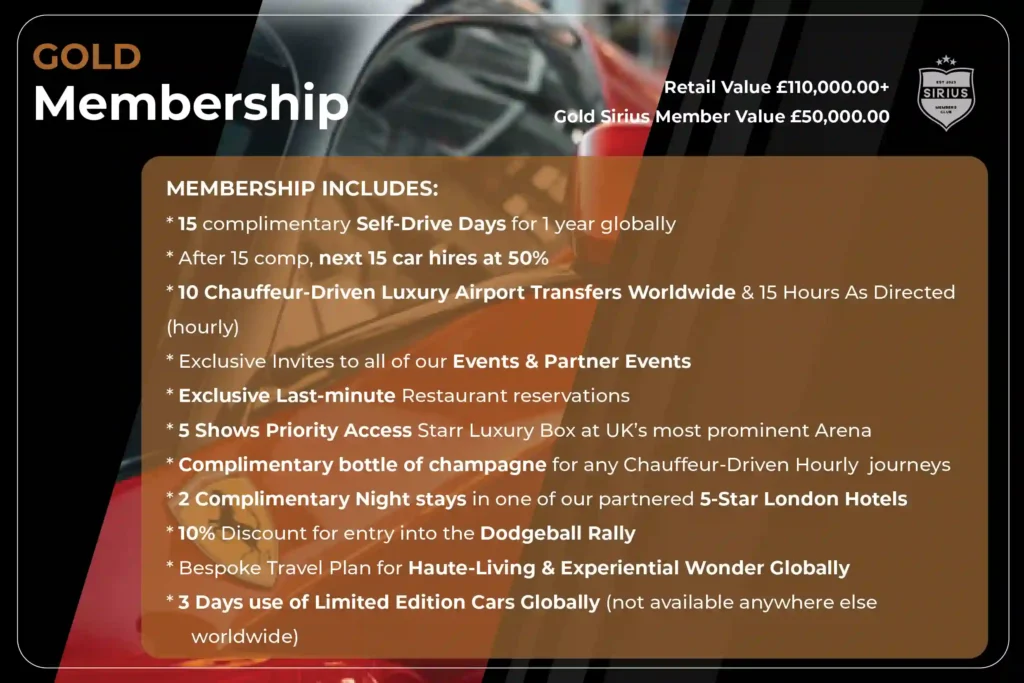 Gold Member – Deposit – Sirius Members Club