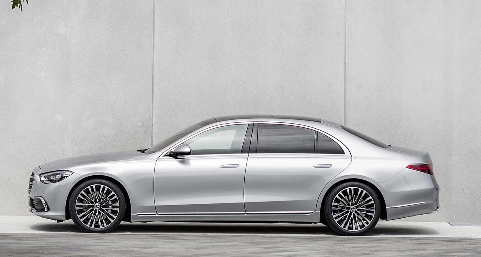 Side view of the Mercedes Benz grey colour