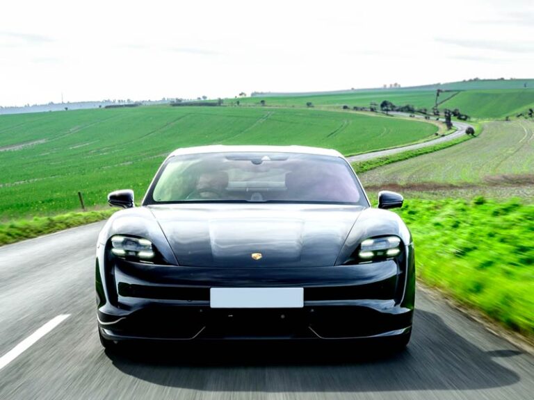Blue Porsche Taycan Turbo S