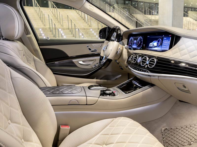 Interiors of the front of the Mercedes Maybach