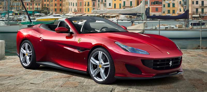 Ferrari Portofino hire UK – front mid-engine grand tourer convertible self-drive