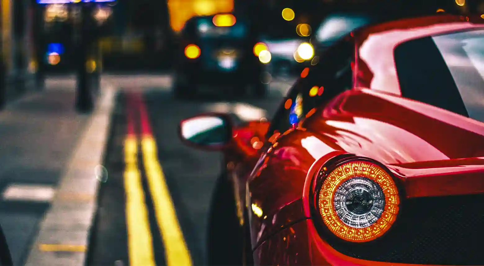 Ferrari red in the middle of the road