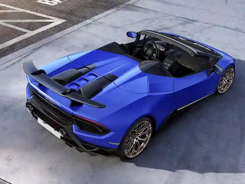 Top view of a Lamborghini Huracan Spyder - Blue colour
