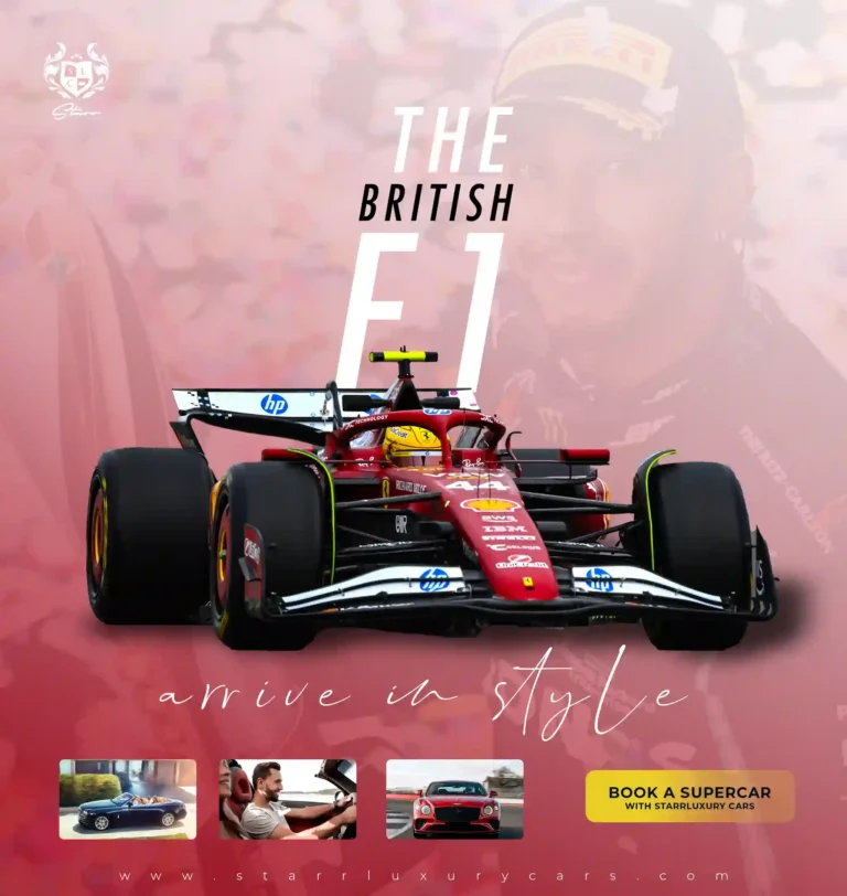 F1 car red background with Louis Hamilton fading out