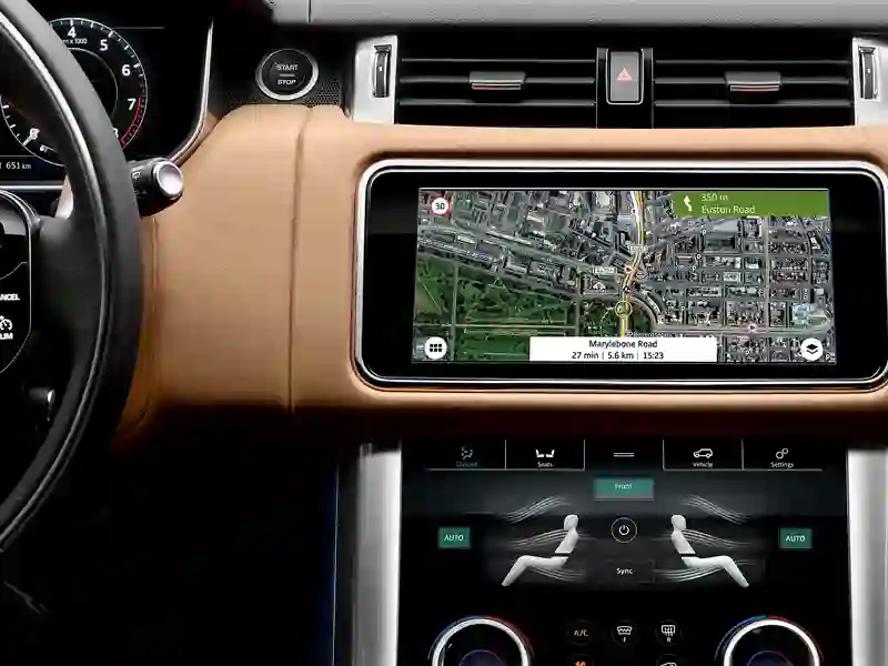 Close-up of the front seat of the Range Rover Sport