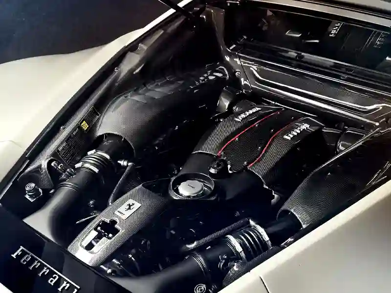 Motor of the Ferrari 488 Pista