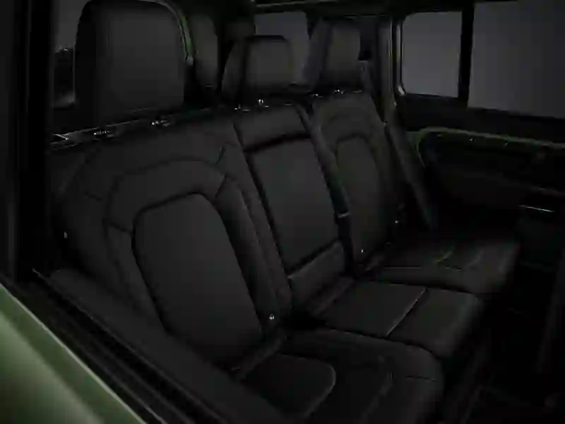 Back interior of the Land Rover Defender green colour