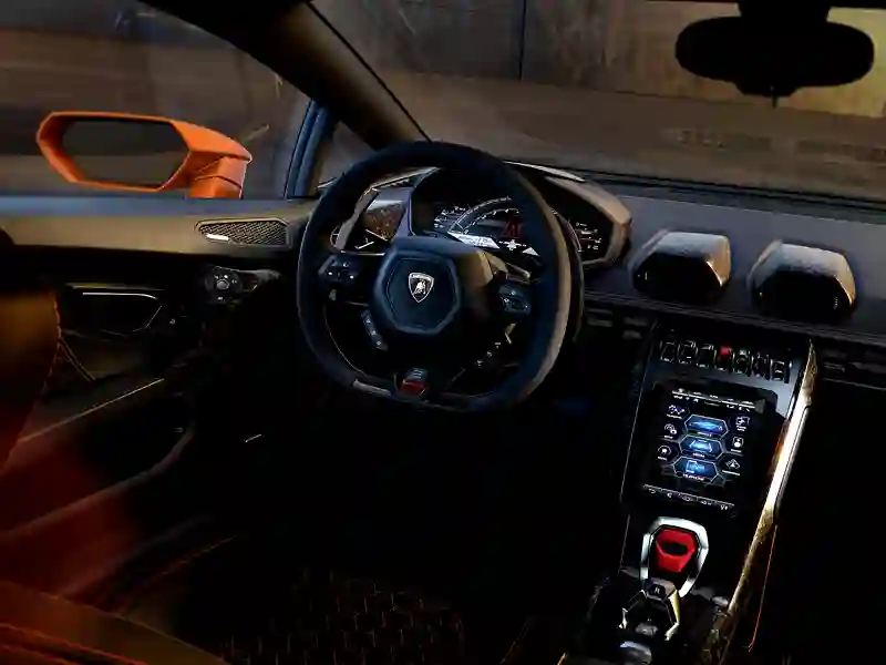 Steering wheel of the Lamborghini Huracan Evo