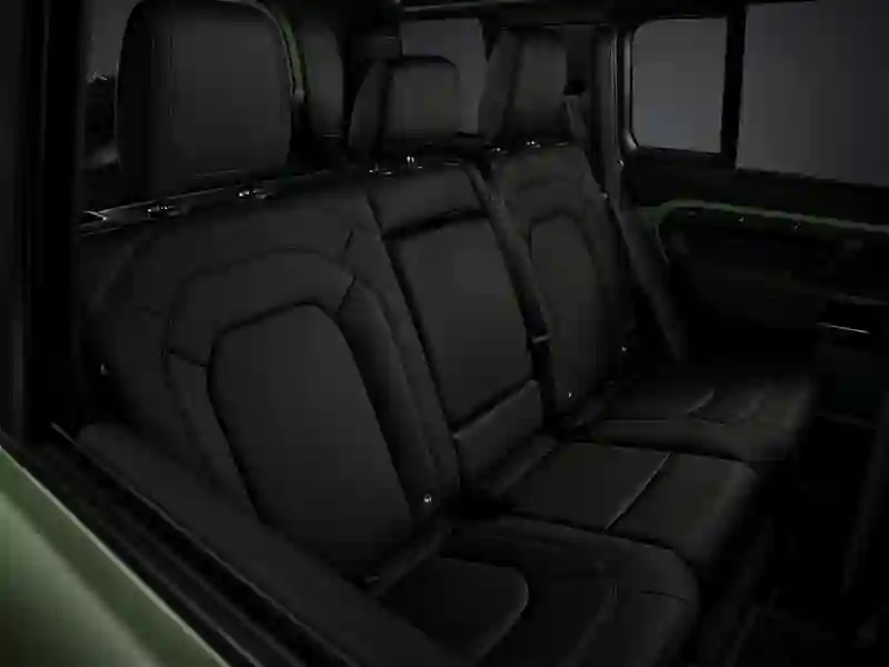 Back interior of the Land Rover Defender green colour