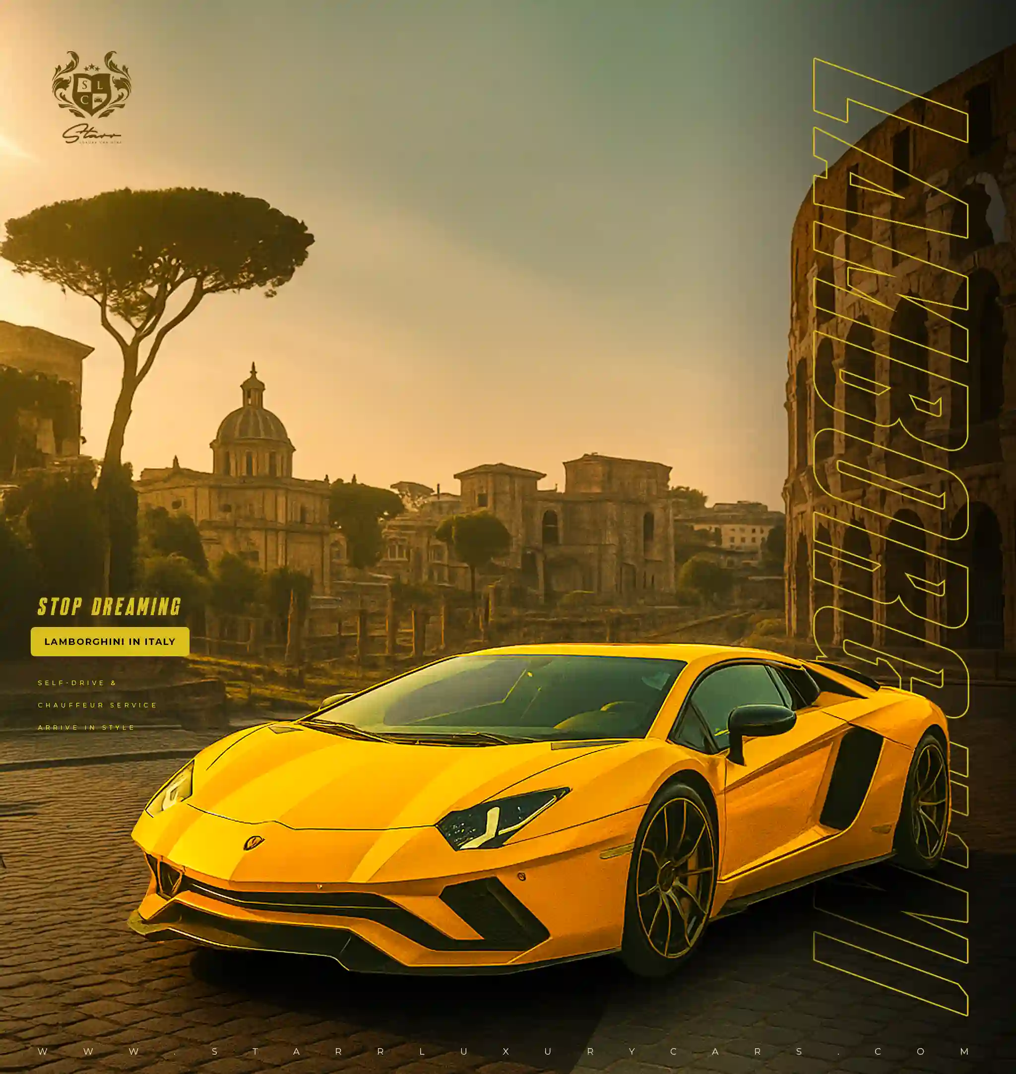 Lamborghini Huracan Yellow colour in Rome Italy
