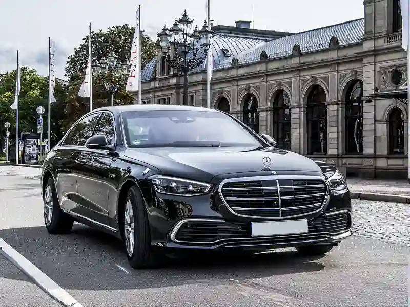 Armoured Mercedes Benz S-Class on the road