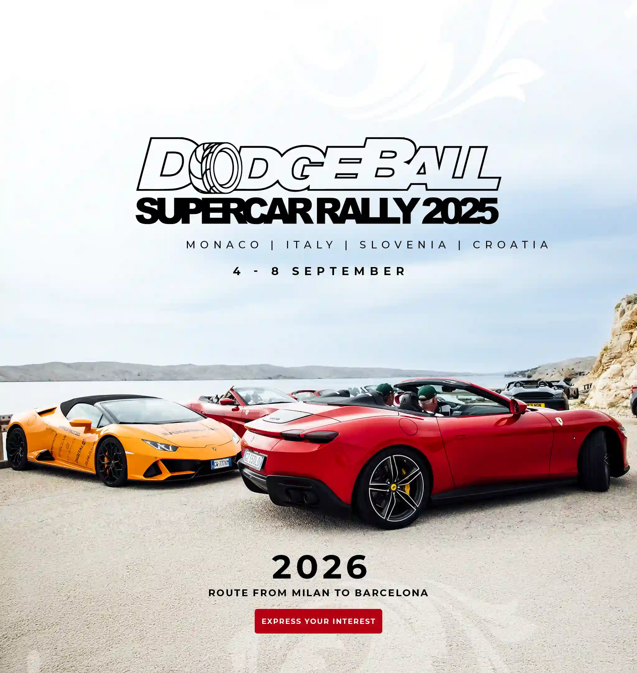 Supercars in the front with a great beach viewing