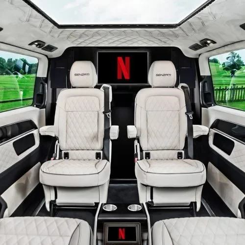 White leather interiors on the Mercedes MPV