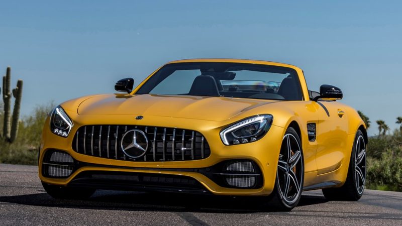MERCEDES AMG GT ROADSTER - yellow parked