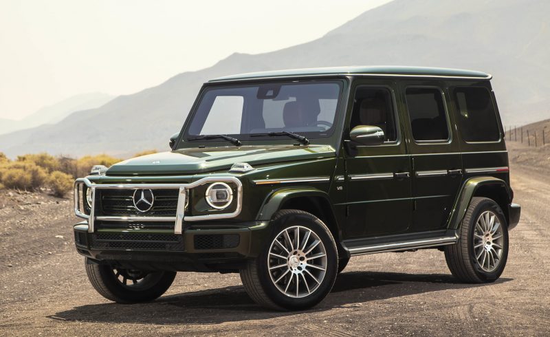 Mercedes G550 dreen side parked